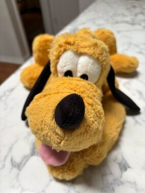 Vintage Disney Yellow Plush Pluto Dog Toy with Black Ears